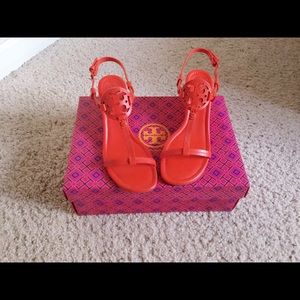 Tory Burch Orange Sandals with Logo